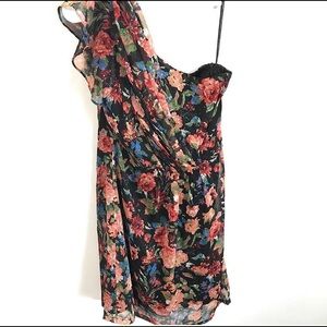 MM Couture by Miss Me Floral One Shoulder Dress: S
